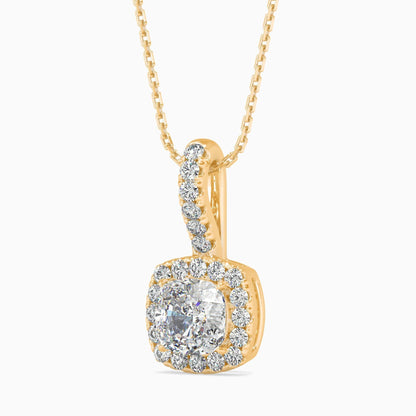 25 Cent Cushion Solitaire Pendant with Halo (With Chain)