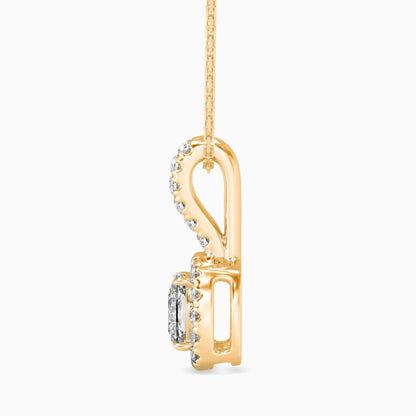 25 Cent Cushion Solitaire Pendant with Halo (With Chain)