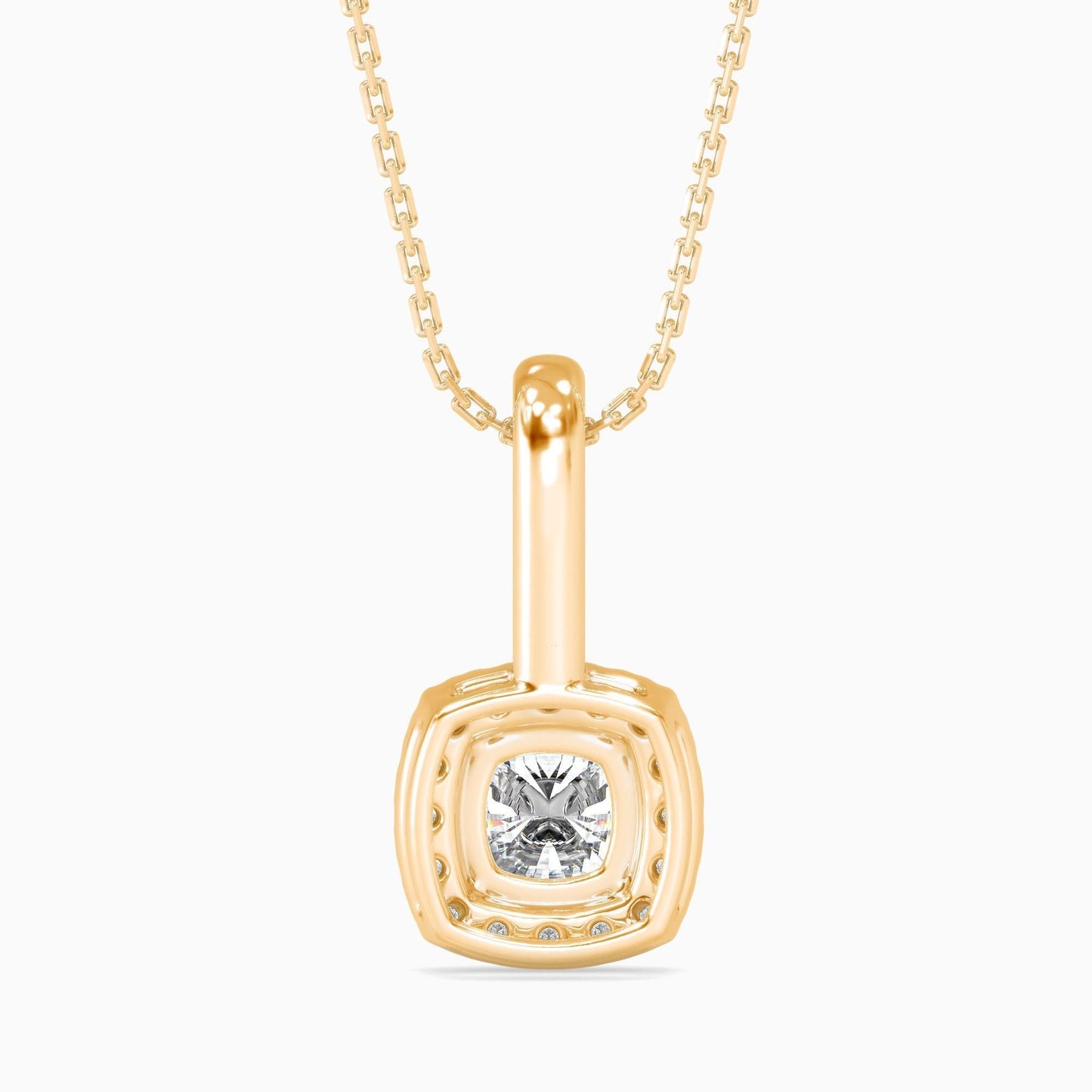 25 Cent Cushion Solitaire Pendant with Halo (With Chain)