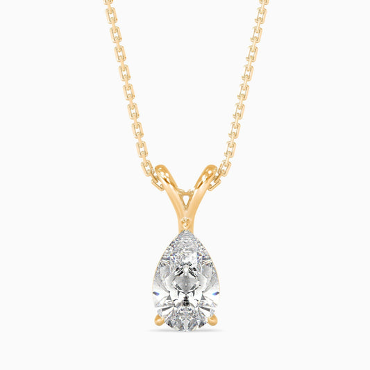 50 Cent Pear Solitaire Pendant (With Chain)