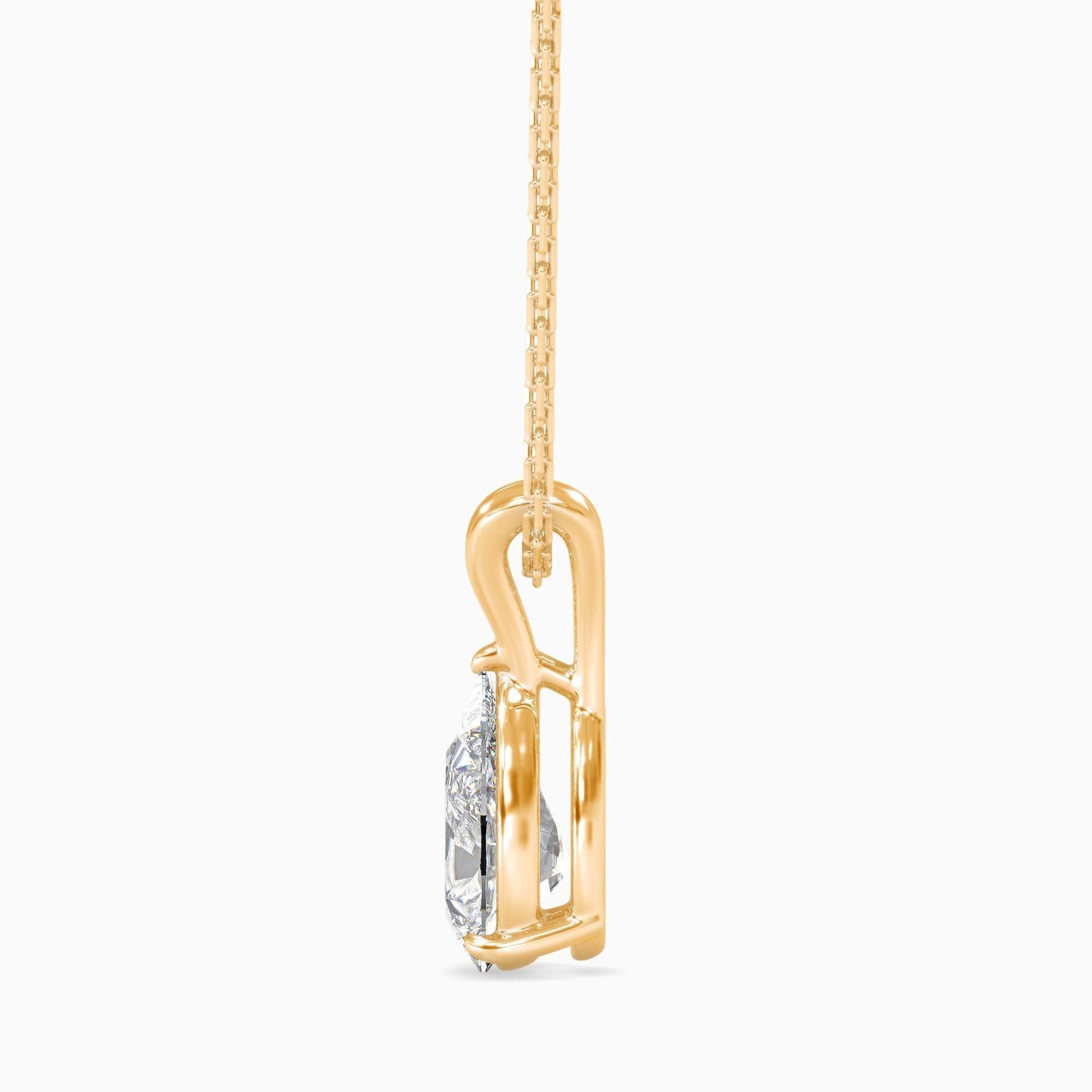 50 Cent Pear Solitaire Pendant (With Chain)