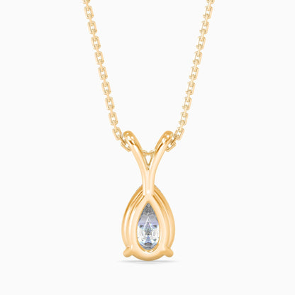 50 Cent Pear Solitaire Pendant (With Chain)