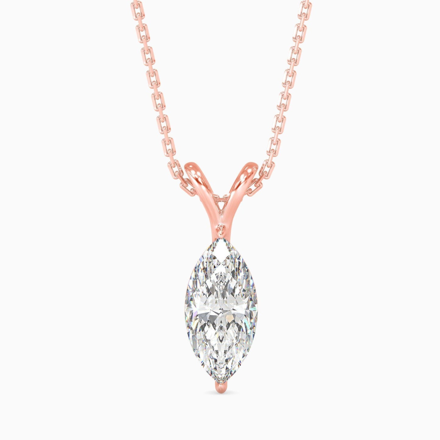 25 Cent Marquise Solitaire Pendant (With Chain)