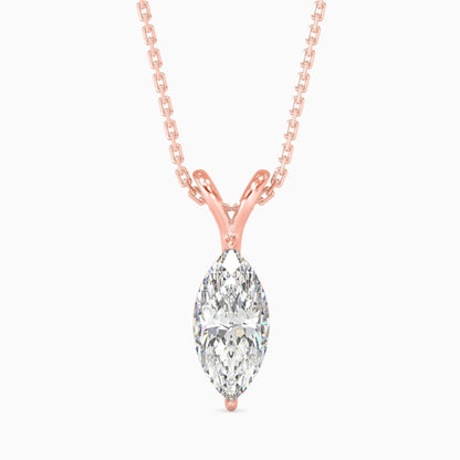 25 Cent Marquise Solitaire Pendant (With Chain)