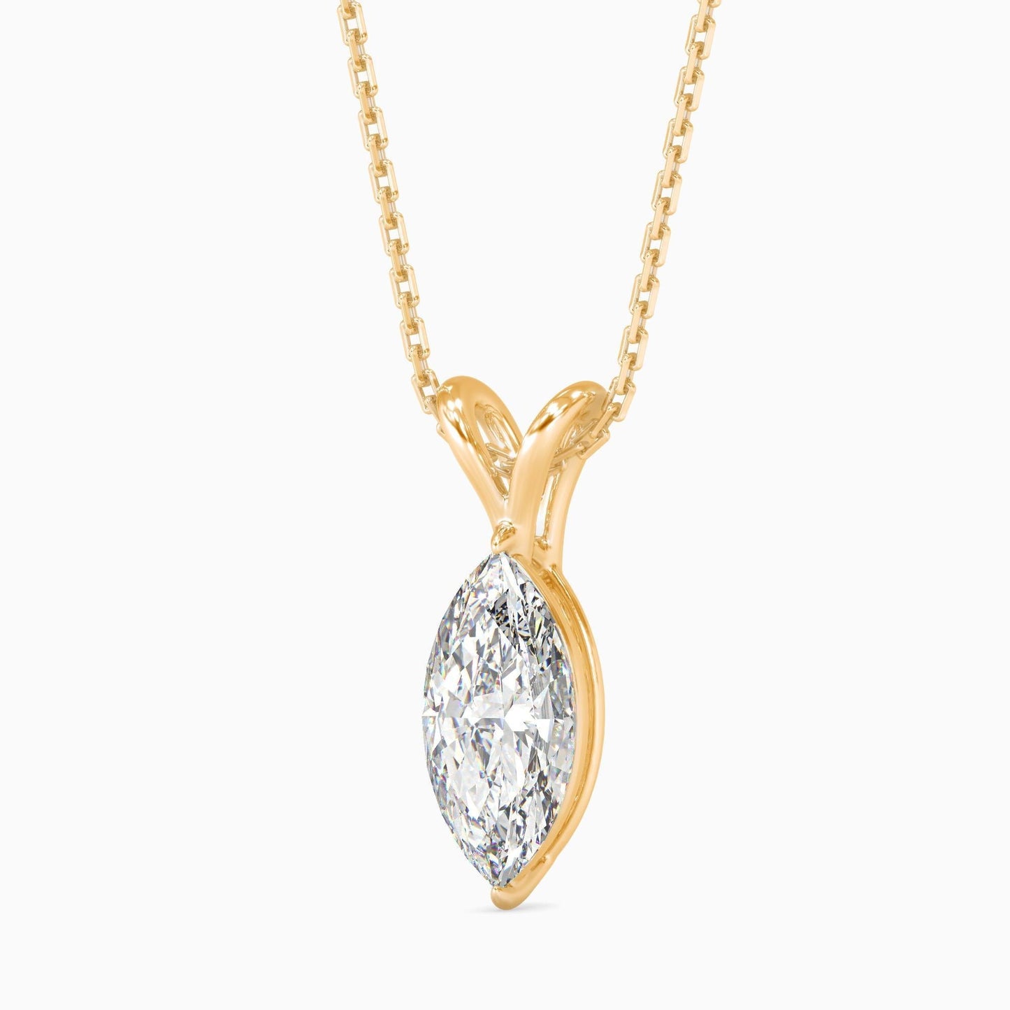 25 Cent Marquise Solitaire Pendant (With Chain)