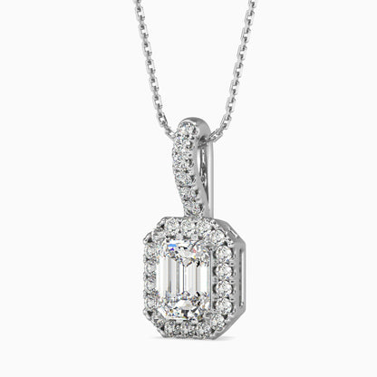 25 Cent Emerald Solitaire Pendant with Halo
