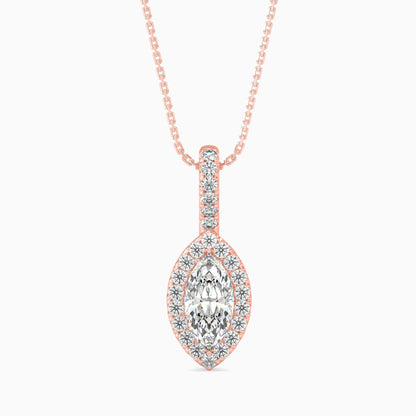 50 Cent Marquise Solitaire Pendant with Halo
