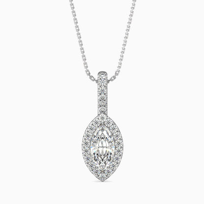 50 Cent Marquise Solitaire Pendant with Halo