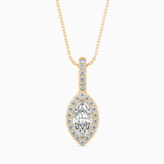 50 Cent Marquise Solitaire Pendant with Halo