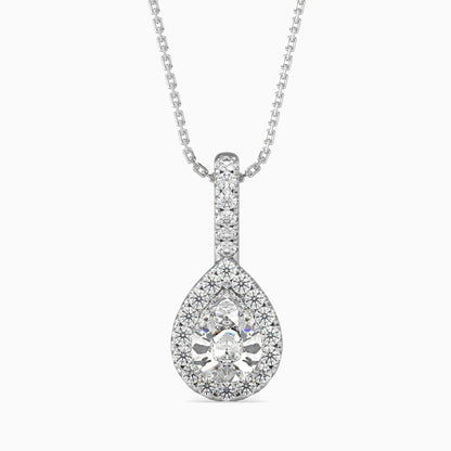 50 Cent Pear Solitaire Pendant with Halo