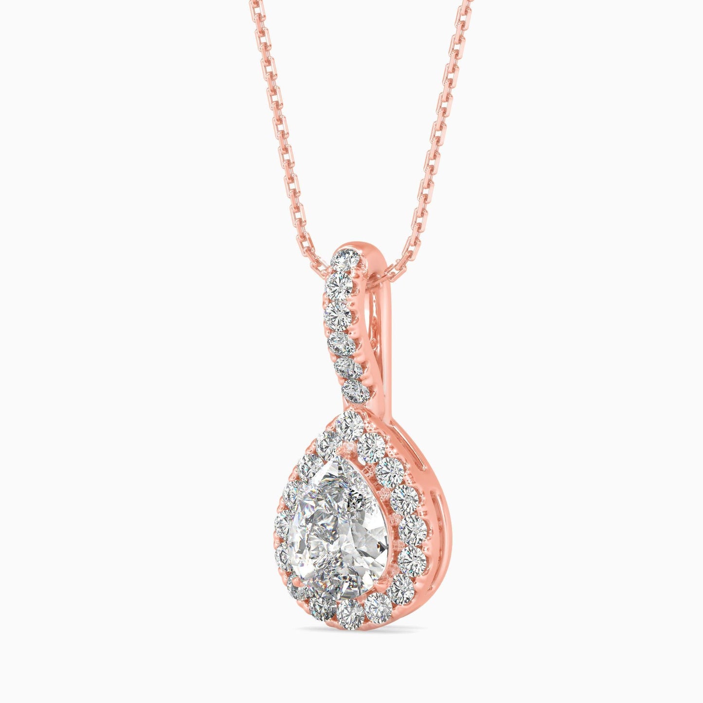 50 Cent Pear Solitaire Pendant with Halo