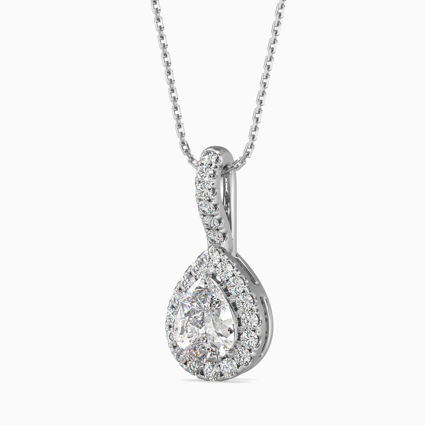 50 Cent Pear Solitaire Pendant with Halo