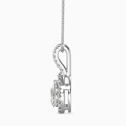 50 Cent Pear Solitaire Pendant with Halo
