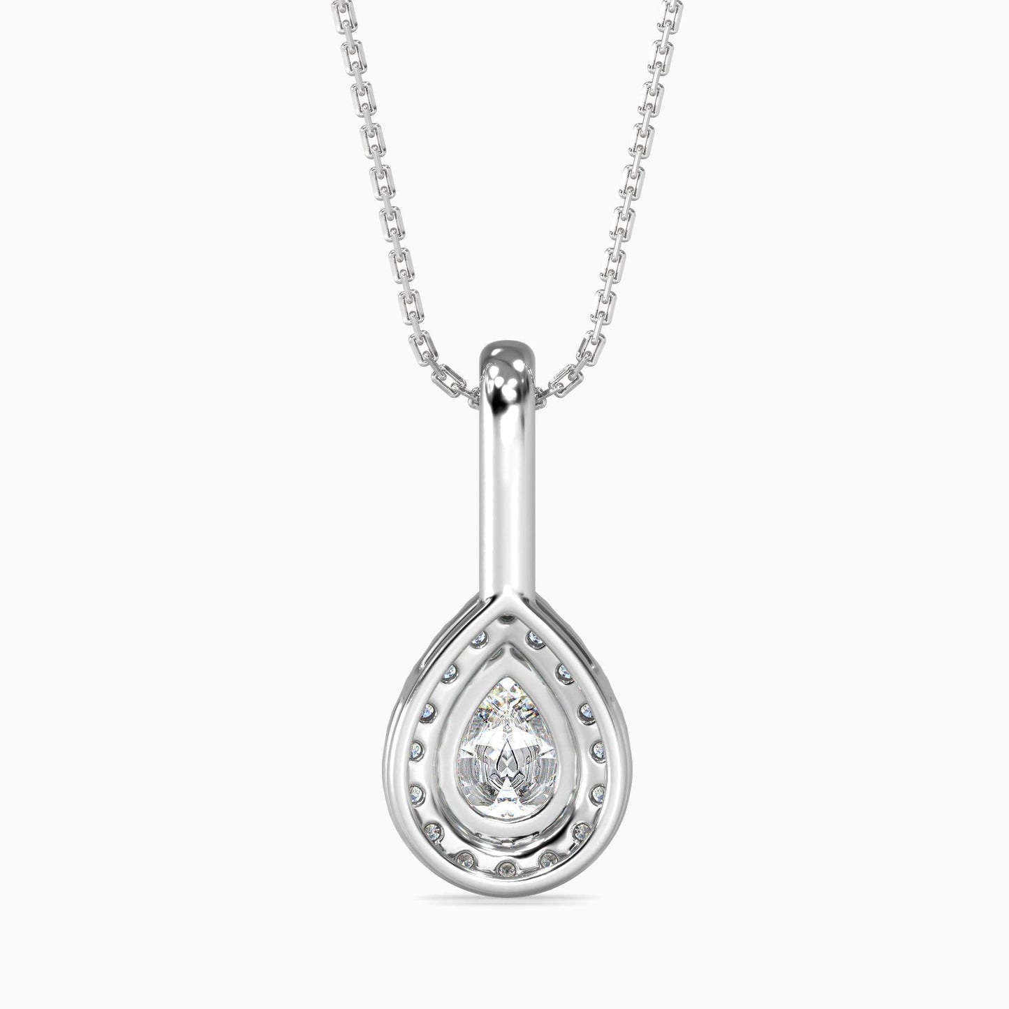 50 Cent Pear Solitaire Pendant with Halo
