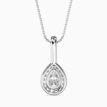 50 Cent Pear Solitaire Pendant with Halo