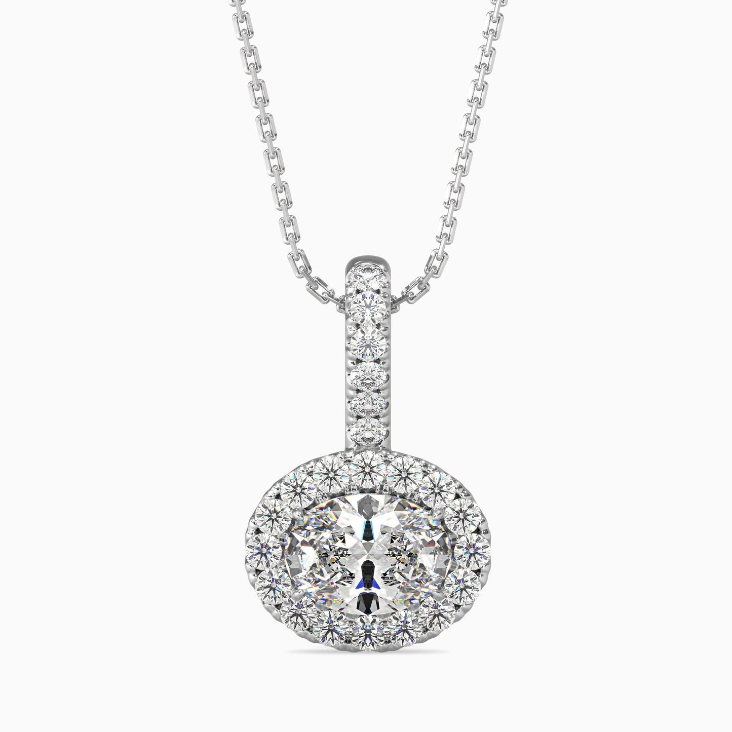 50 Cent Oval Solitaire Pendant with Halo