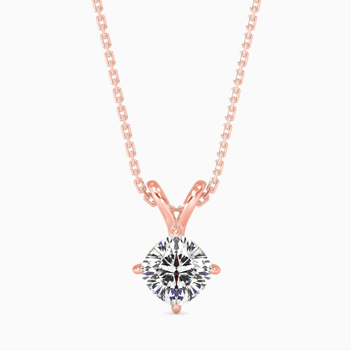 25 Cent Cushion Solitaire Pendant (With Chain)