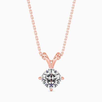 25 Cent Cushion Solitaire Pendant (With Chain)