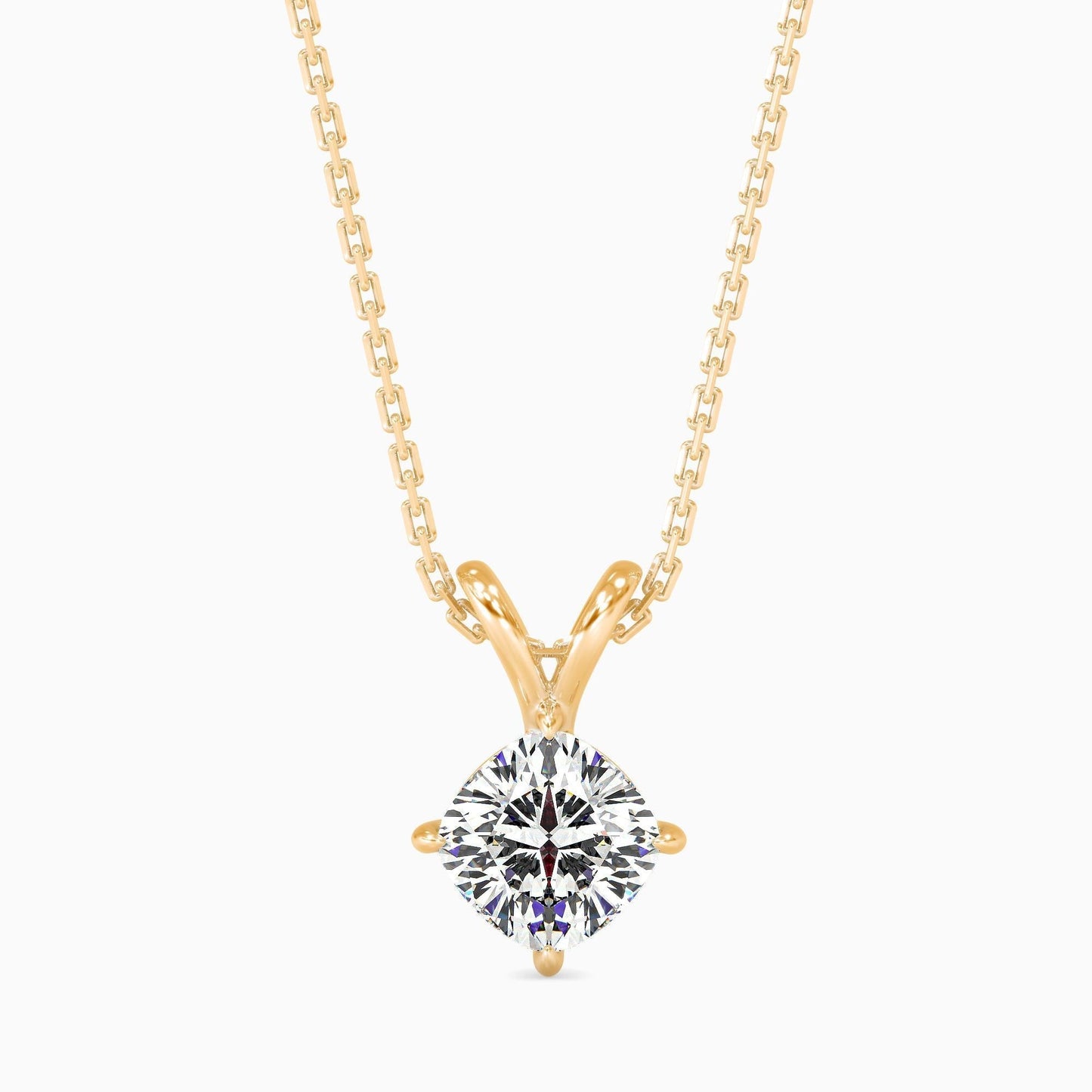 25 Cent Cushion Solitaire Pendant (With Chain)