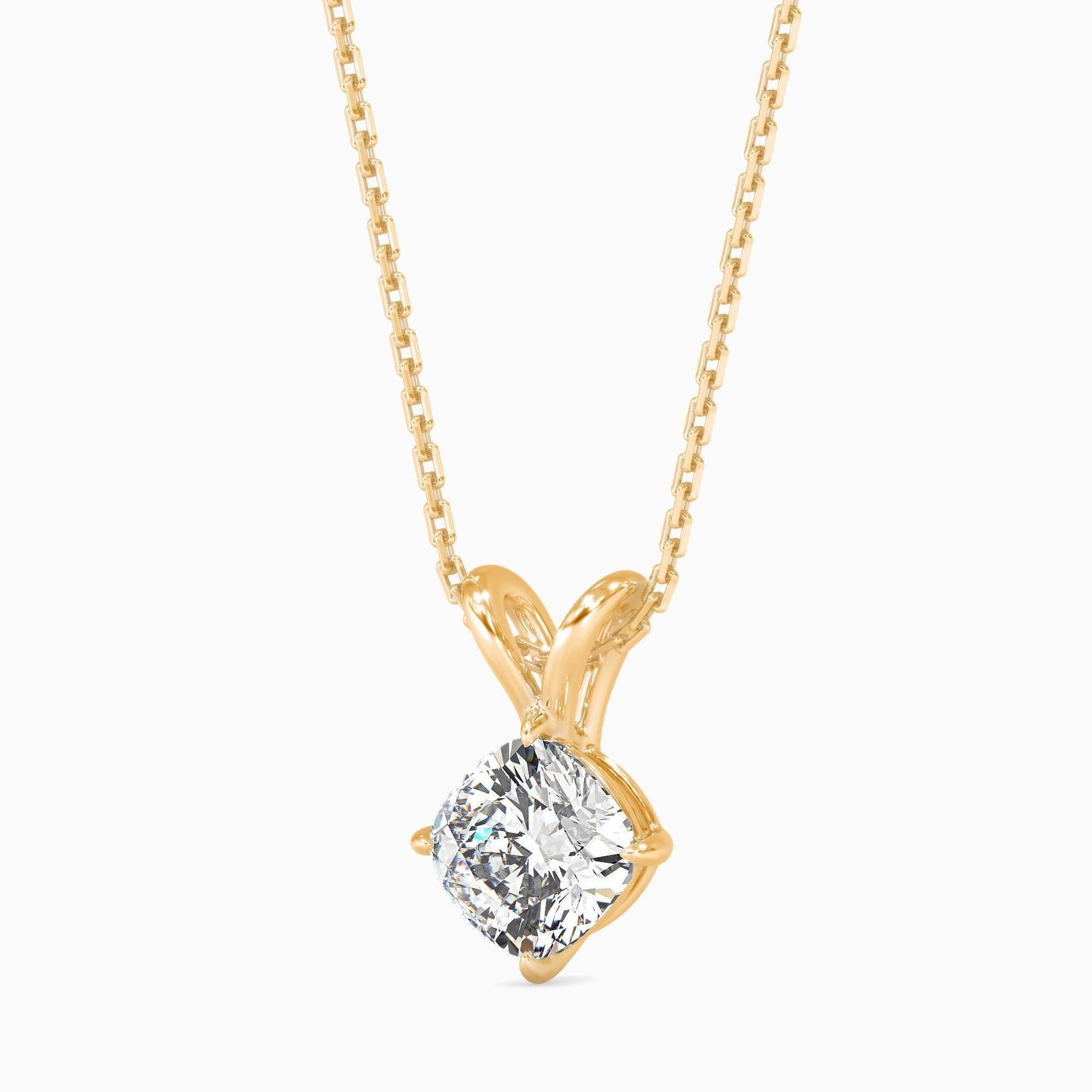 25 Cent Cushion Solitaire Pendant (With Chain)