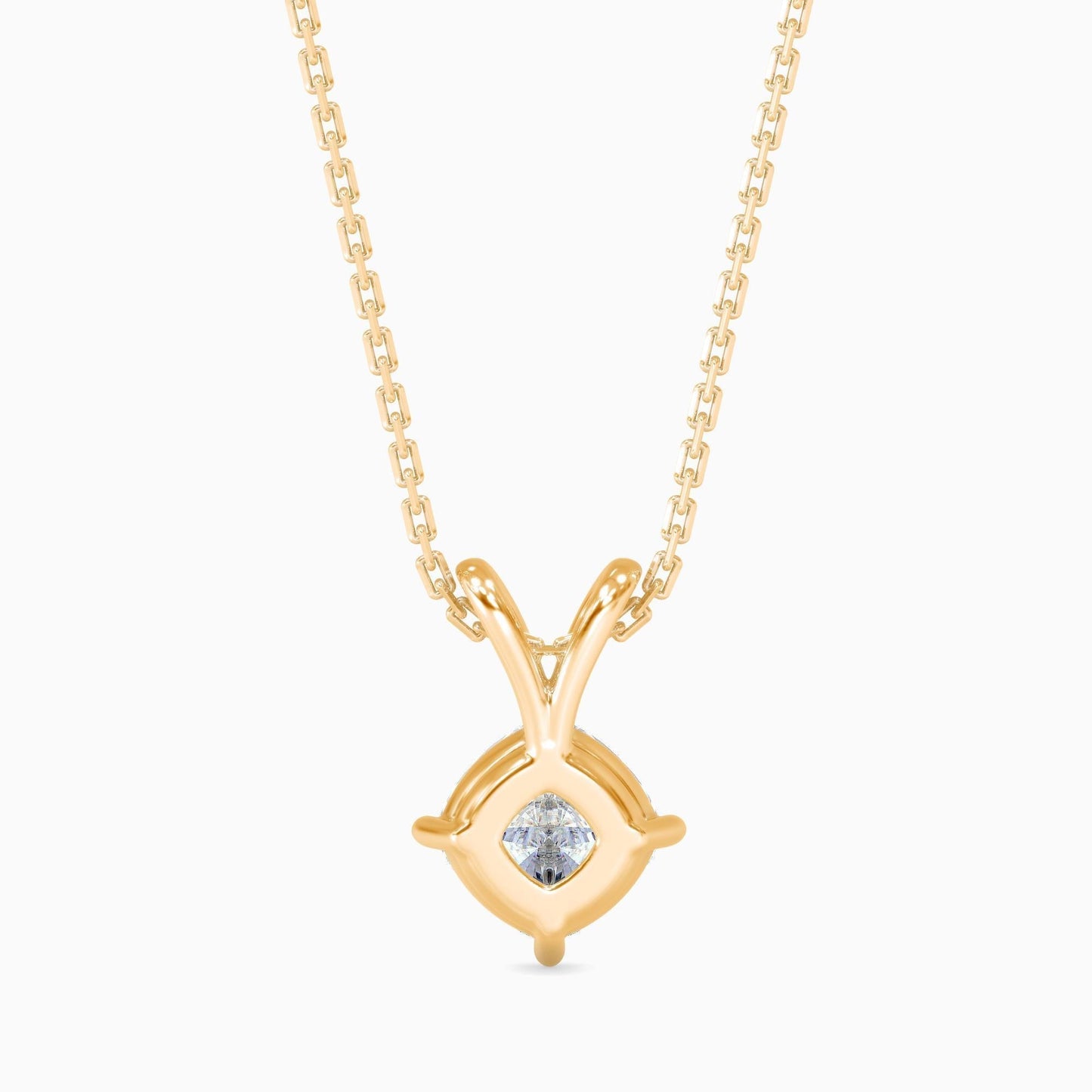 25 Cent Cushion Solitaire Pendant (With Chain)