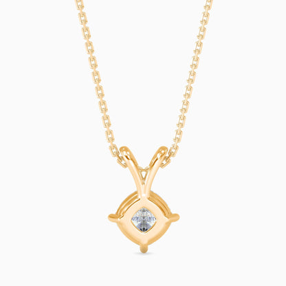 25 Cent Cushion Solitaire Pendant (With Chain)