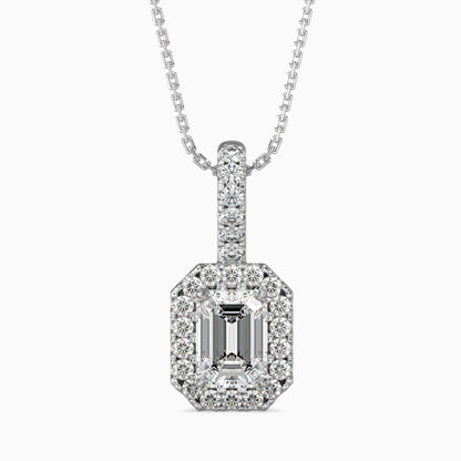 50 Cent Emerald Solitaire Pendant with Halo