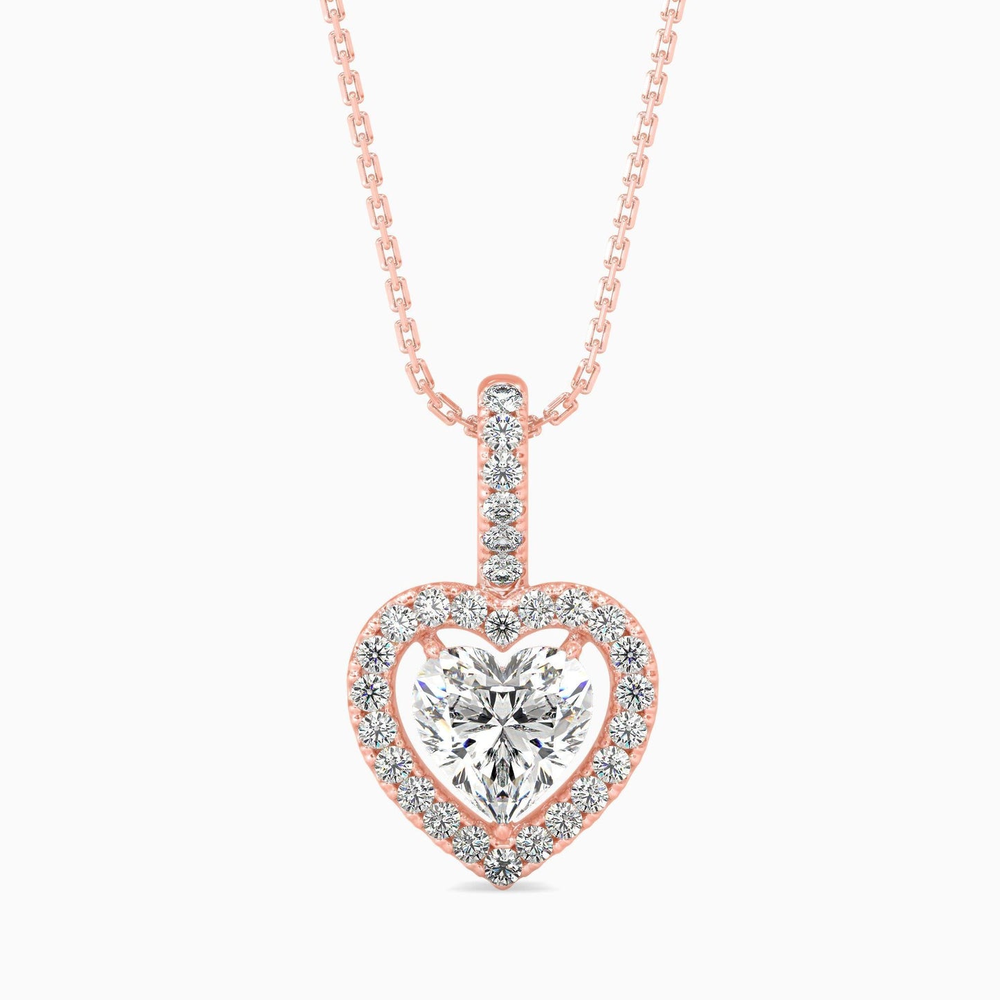 50 Cent Heart Solitaire Pendant with Halo
