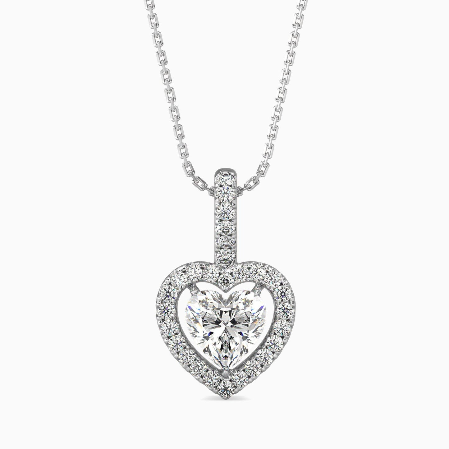 50 Cent Heart Solitaire Pendant with Halo