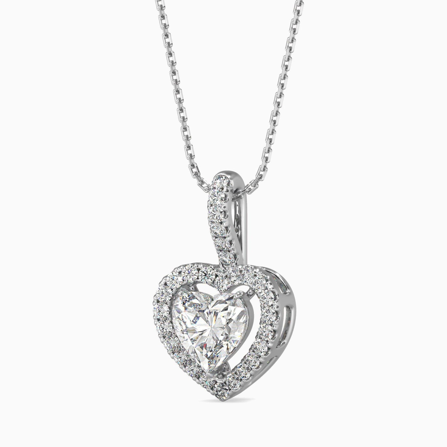 50 Cent Heart Solitaire Pendant with Halo