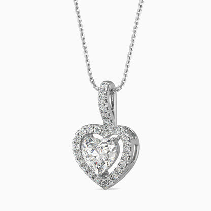 50 Cent Heart Solitaire Pendant with Halo