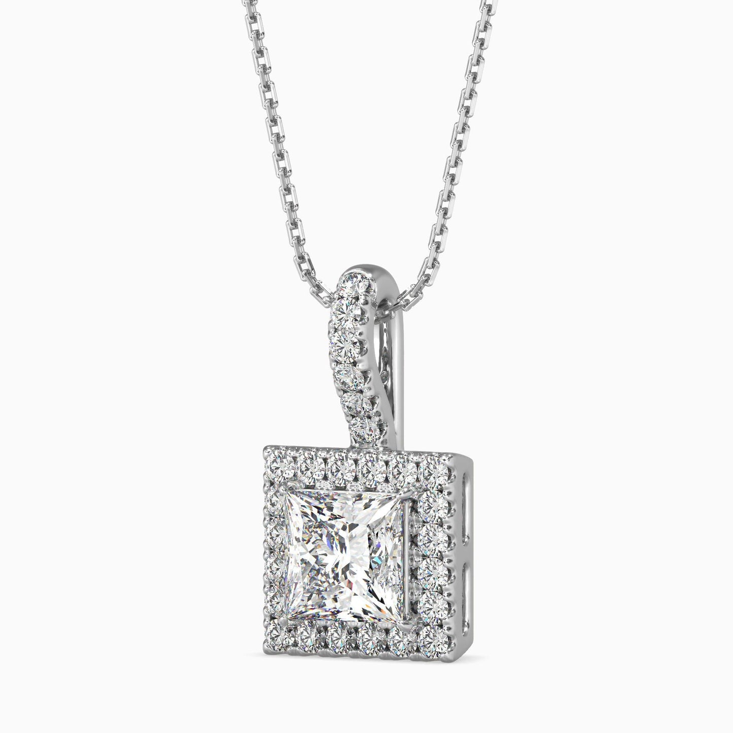 50 Cent Princess Solitaire Pendant with Halo