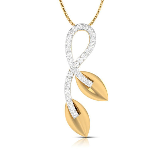 Leafy Radiance Diamond Pendant (With Chain)