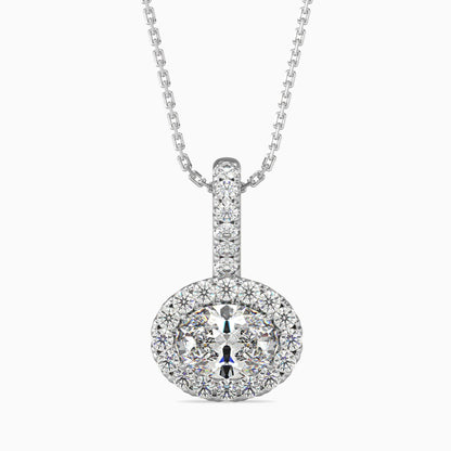 1 Carat Oval Solitaire Pendant with Halo