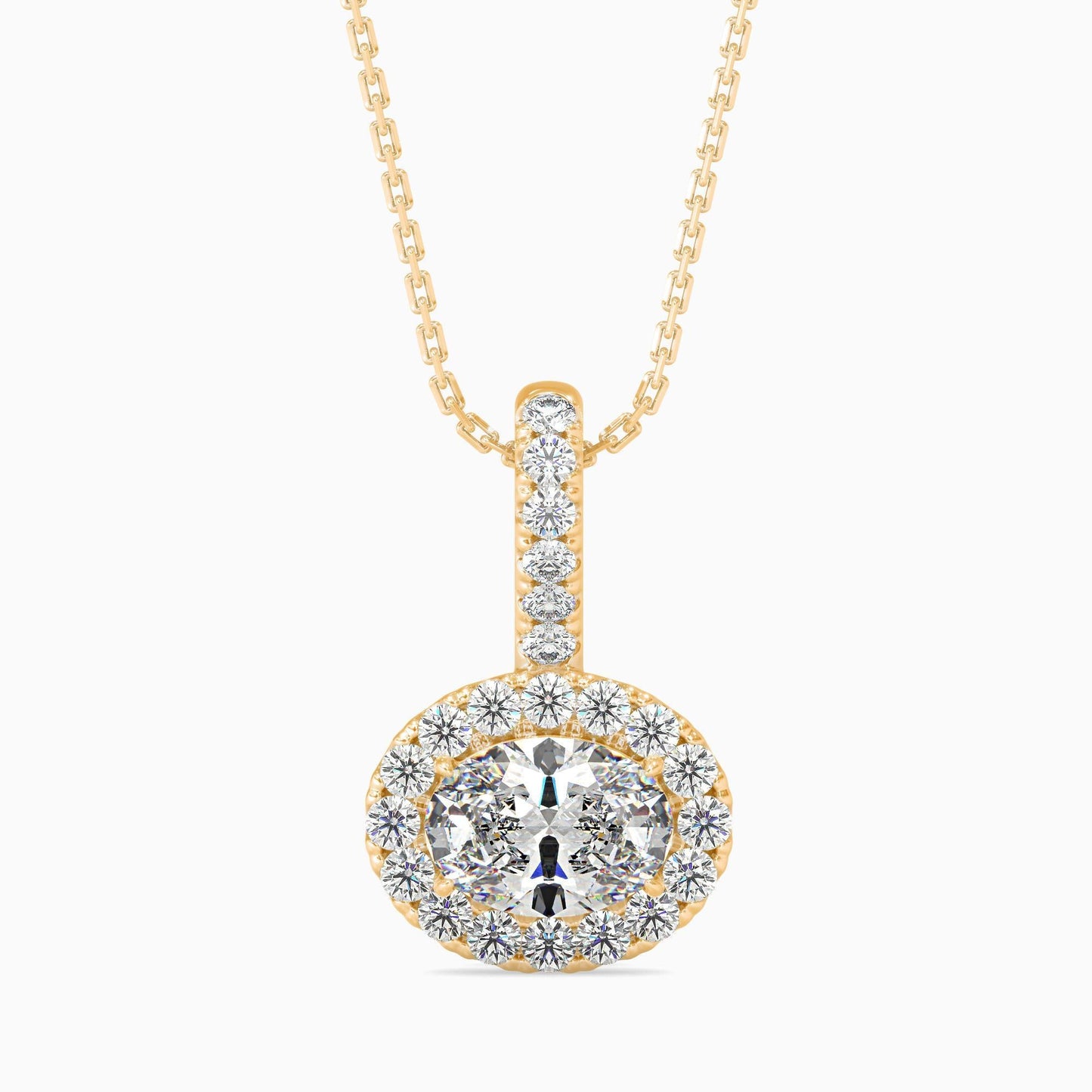 1 Carat Oval Solitaire Pendant with Halo