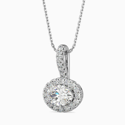 1 Carat Oval Solitaire Pendant with Halo