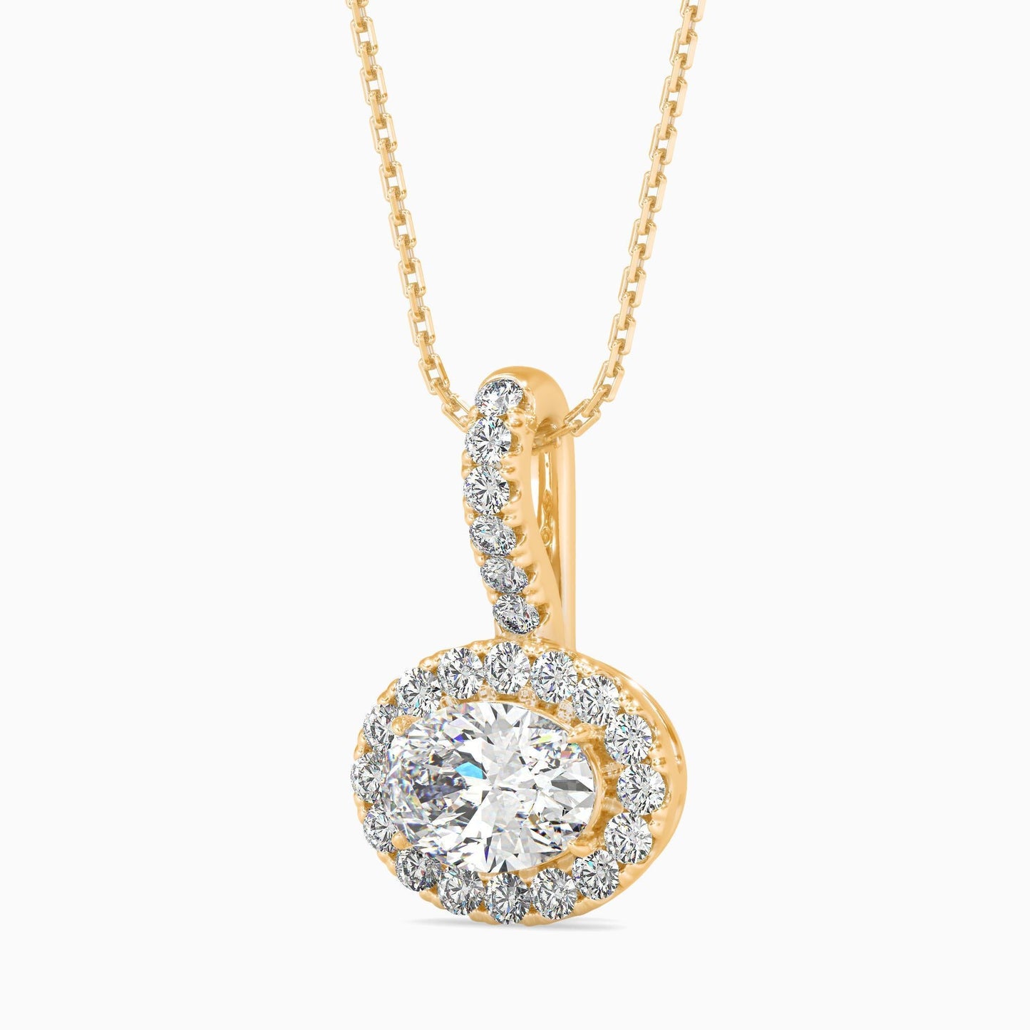1 Carat Oval Solitaire Pendant with Halo