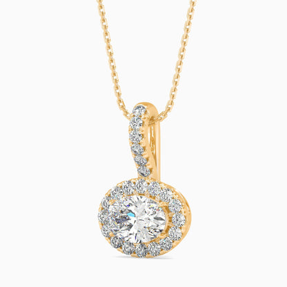 1 Carat Oval Solitaire Pendant with Halo