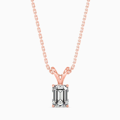 25 Cent Emerald Solitaire Pendant (With Chain)