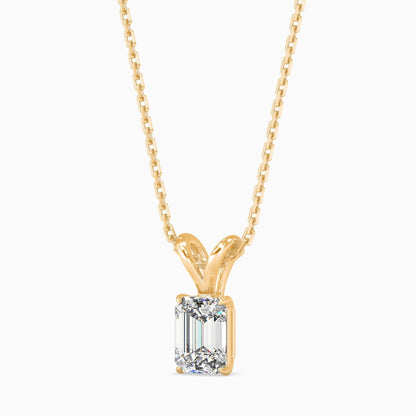 25 Cent Emerald Solitaire Pendant (With Chain)