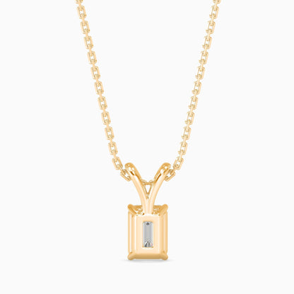 25 Cent Emerald Solitaire Pendant (With Chain)