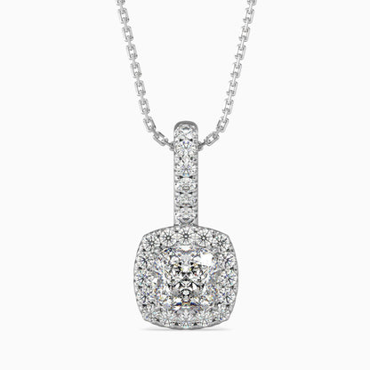 1 Carat Cushion Solitaire Pendant with Halo
