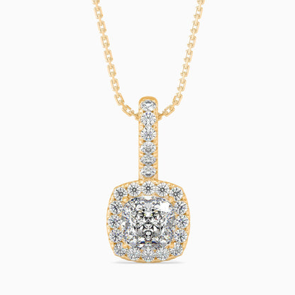 1 Carat Cushion Solitaire Pendant with Halo