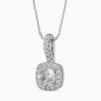 1 Carat Cushion Solitaire Pendant with Halo
