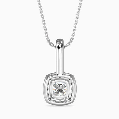 1 Carat Cushion Solitaire Pendant with Halo