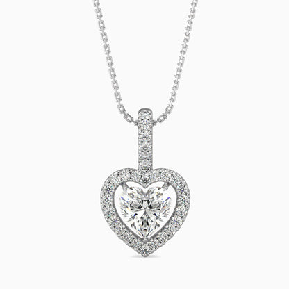 1 Carat Heart Solitaire Pendant with Halo