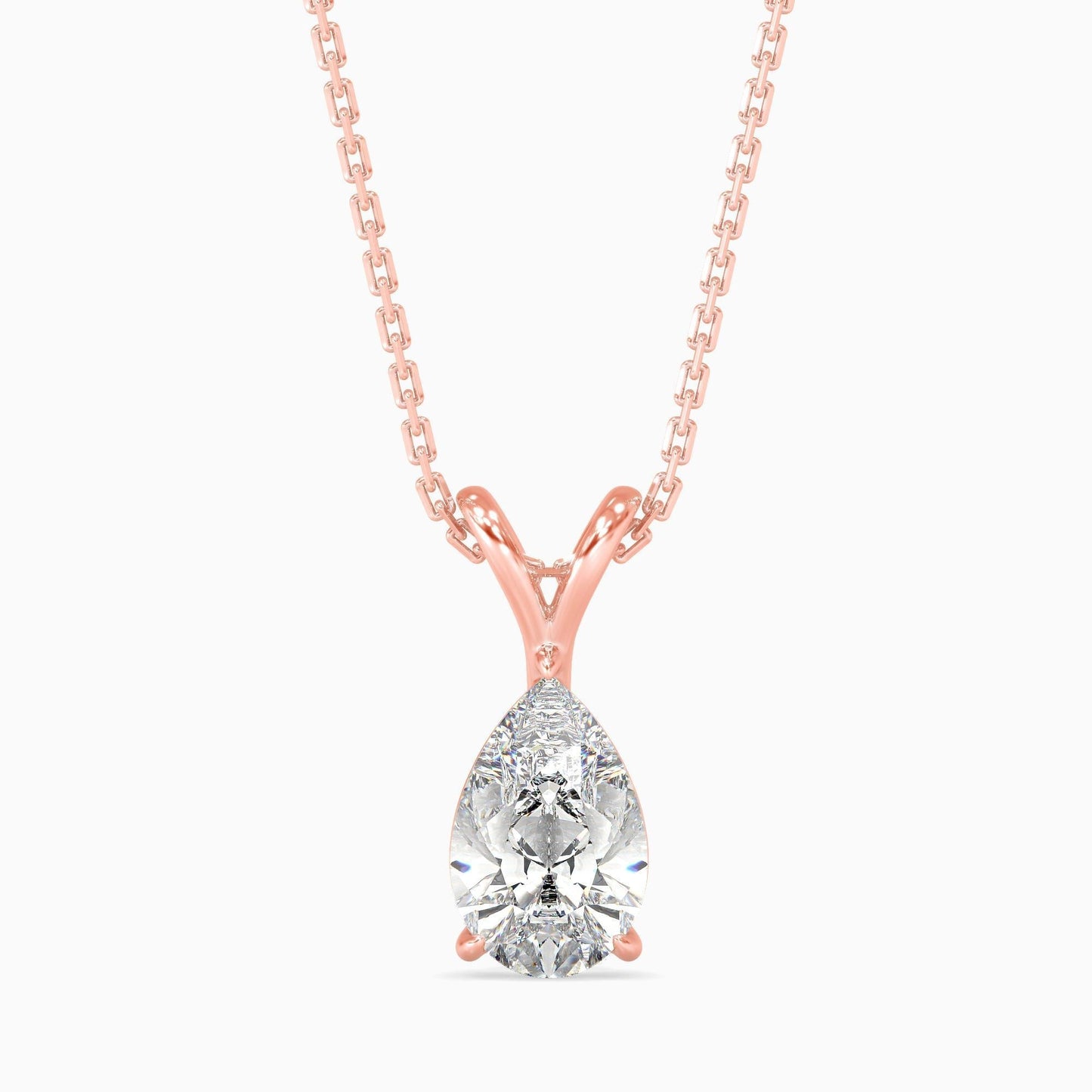 25 Cent Pear Solitaire Pendant (With Chain)