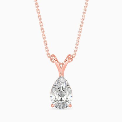 25 Cent Pear Solitaire Pendant (With Chain)