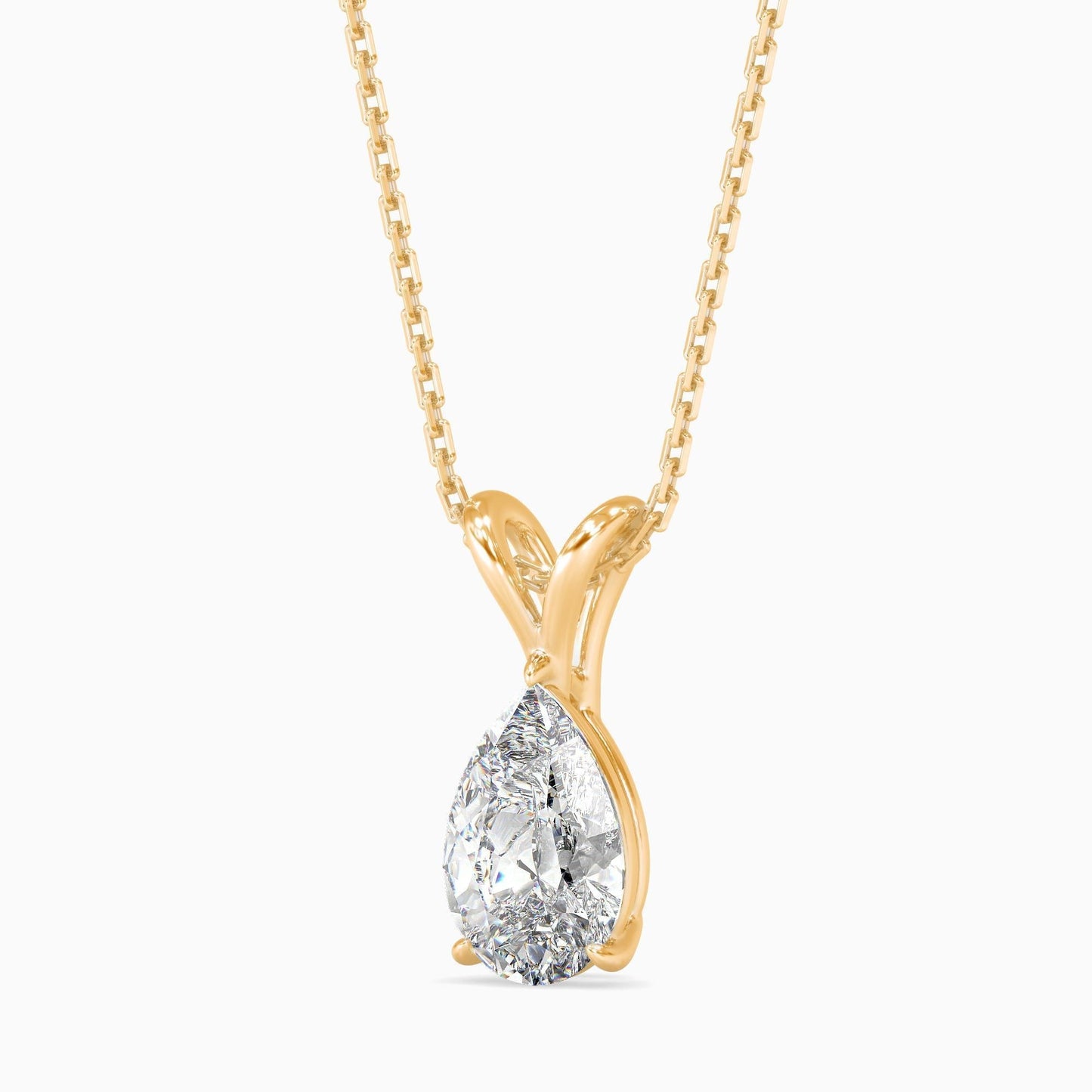 25 Cent Pear Solitaire Pendant (With Chain)