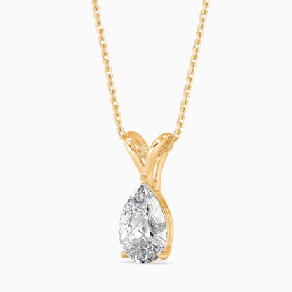25 Cent Pear Solitaire Pendant (With Chain)
